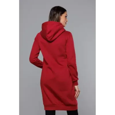 Dlouhá dámská tepláková mikina MODA0005 bordó Dlouhá dámská tepláková mikina MODA0005 bordó