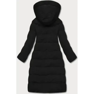 Dlouhá dámská zimní bunda s kožíškem MODA025 černá