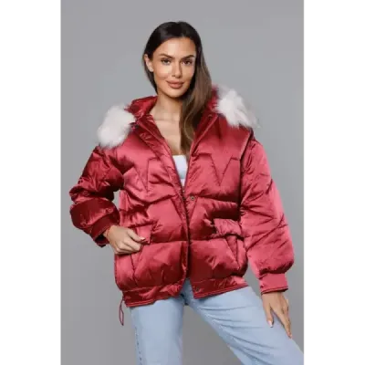 Dámská zimní bunda oversize MODA1109 bordó