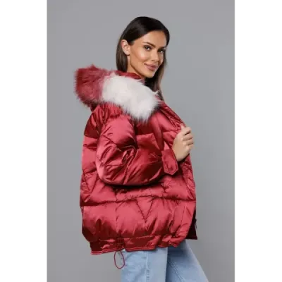 Dámská zimní bunda oversize MODA1109 bordó