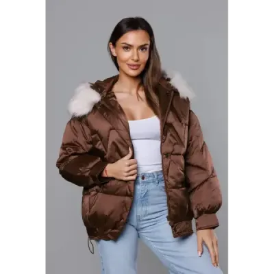 Dámská zimní bunda oversize MODA1109 hnědá