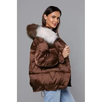 Dámská zimní bunda oversize MODA1109 hnědá