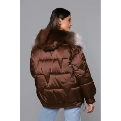 Dámská zimní bunda oversize MODA1109 hnědá