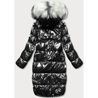 Oboustranná metalická zimní bunda MODA7901 černo-béžová