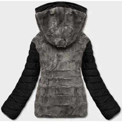 Dámská oboustranná zimní bunda MODA1507 černo-šedá