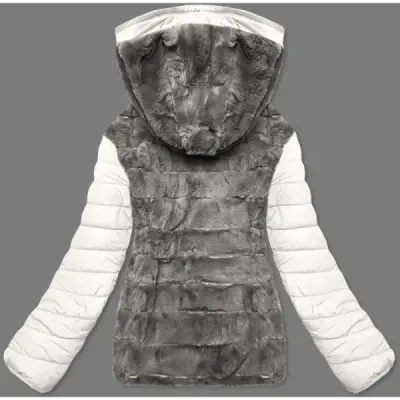 Dámská oboustranná zimní bunda MODA1507 smetanovo-šedá