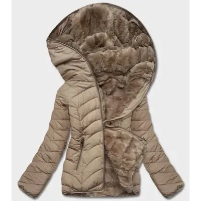 Dámská oboustranná zimní bunda MODA1507 béžová