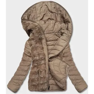Dámská oboustranná zimní bunda MODA1507 béžová