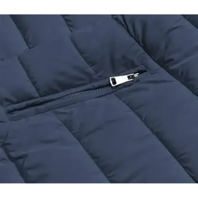 Dámská oboustranná zimní bunda MODA21508 karamelovo-tmavě modrá