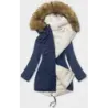 Dámská oboustranná zimní bunda MODA21508 tmavomodro-béžová