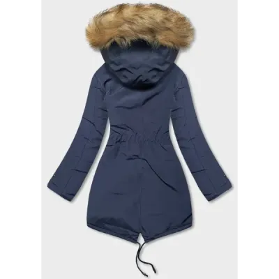 Dámská oboustranná zimní bunda MODA21508 tmavomodro-béžová