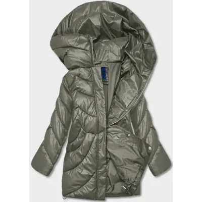 Dámská zimní bunda oversize z eko-kůže MODAAG2-J90 khaki