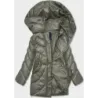 Dámská zimní bunda oversize z eko-kůže MODAAG2-J90 khaki
