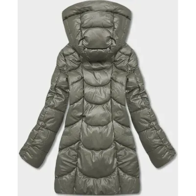 Dámská zimní bunda oversize z eko-kůže MODAAG2-J90 khaki
