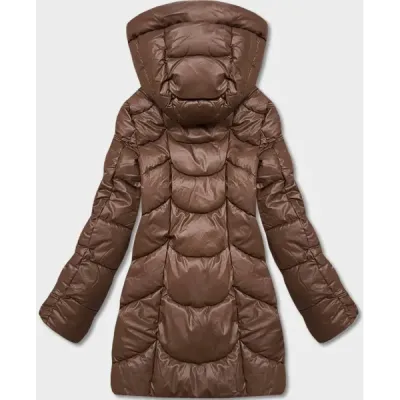 Dámská zimní bunda oversize z eko-kůže MODAAG2-J90 hnědá