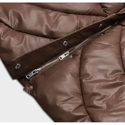 Dámská zimní bunda oversize z eko-kůže MODAAG2-J90 hnědá