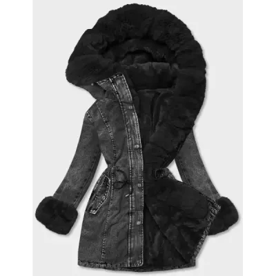 Dámská jeansová zimní bunda MODA8068 černá
