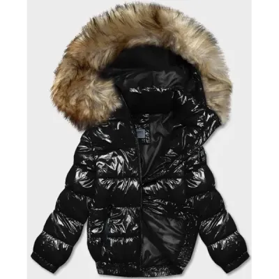 Dámská lakovaná zimní bunda MODA8039 černá