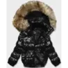 Dámská lakovaná zimní bunda MODA8039 černá