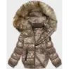 Dámská lakovaná zimní bunda MODA8039 světle hnědá