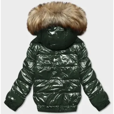 Dámská lakovaná zimní bunda MODA8039 tmavě zelená