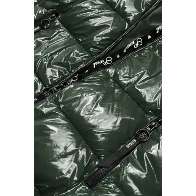 Dámská lakovaná zimní bunda MODA8039 tmavě zelená