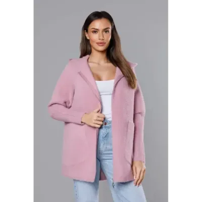 Dámský kabátek a'la alpaka MODA6007 růžový