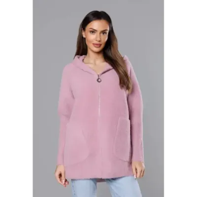 Dámský kabátek a'la alpaka MODA6007 růžový