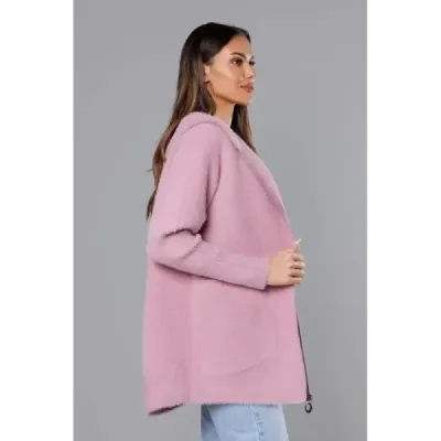 Dámský kabátek a'la alpaka MODA6007 růžový