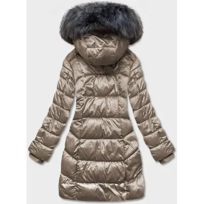 Dámská metalická zimní bunda MODA8072 béžová