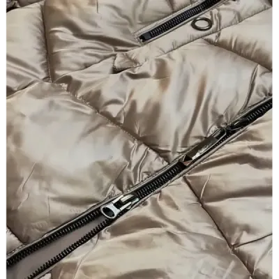 Dámská metalická zimní bunda MODA8072 béžová