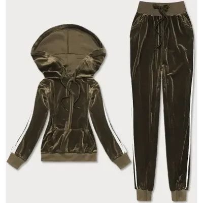 Dámská velurová souprava MODA9964 khaki