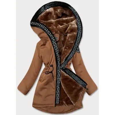 Dámská bunda s kožíškem MODA8116BIG karamelová