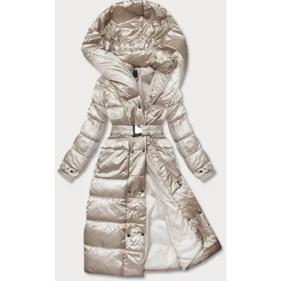 Dlouhá dámská zimní bunda MODA9090 béžová