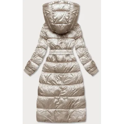 Dlouhá dámská zimní bunda MODA9090 béžová