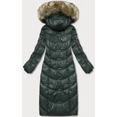 Lehká dámská zimní bunda MODA203 tmavě zelená