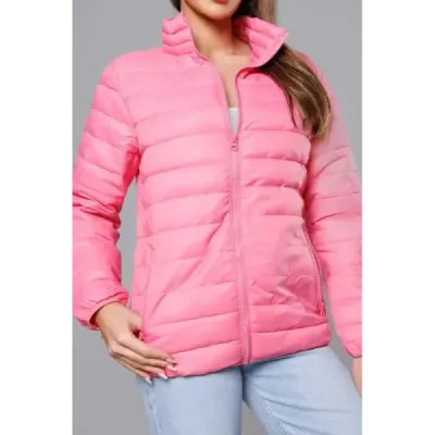Lehká prošívaná jarní bunda MODA3037 růžová