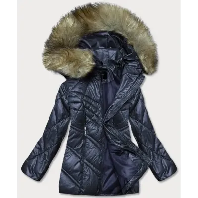 Dámská přechodná bunda s kapucí MODA97BIG tmavě modrá