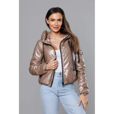 Krátká dámská jarní bunda MODA8138 cappuccino