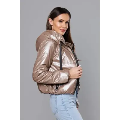Krátká dámská jarní bunda MODA8138 cappuccino