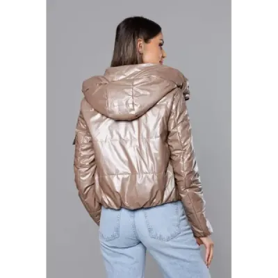 Krátká dámská jarní bunda MODA8138 cappuccino
