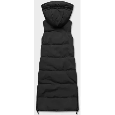 Dlouhá dámská oboustranná vesta MODA8137 černá-khaki