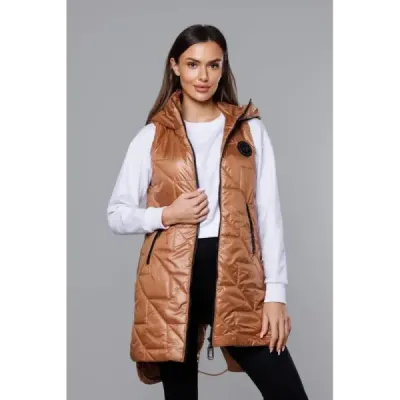 Dámská prošívaná vesta MODA8127 karamelová