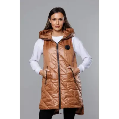 Dámská prošívaná vesta MODA8127 karamelová