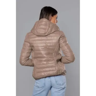 Dámská prošívaná jarní bunda MODA0123 béžová Dámská prošívaná jarní bunda MODA0123 béžová
