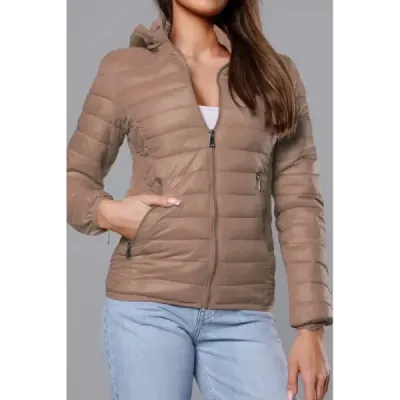 Dámská prošívaná jarní bunda MODA0124 béžová
