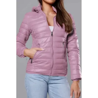 Dámská prošívaná jarní bunda MODA0124 růžová
