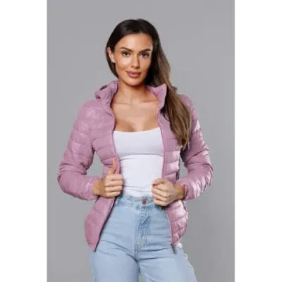 Dámská prošívaná jarní bunda MODA0124 růžová