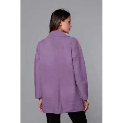 Krátký vlněný dámský kabát alpaka MODA7108-1 fialový