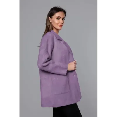 Krátký vlněný dámský kabát alpaka MODA7108-1 fialový